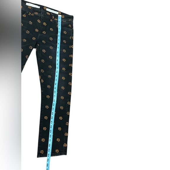Anthropologie Pilcro Black & Copper Floral Embroidery Slim Straight Jeans Sz 28 - Picture 12 of 14